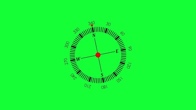 Animation of white flat design compass icon animation for direction and navigation. Compass icon with cardinal directions animation. World GPS round travel compass.4k animation video.