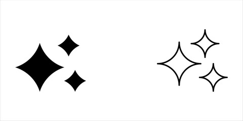 Sparkle and shine icons set in flat and outline style, artificial intelligence symbol, magic twinkle stars vector illustration. © Fiqri 05