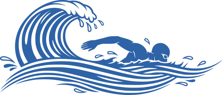 Vector illustration of swimming logo design. Transparent EPS version.