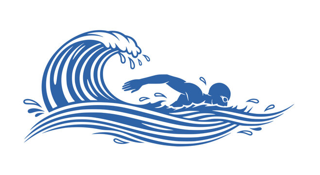 Vector illustration of swimming logo design. Transparent SVG version.