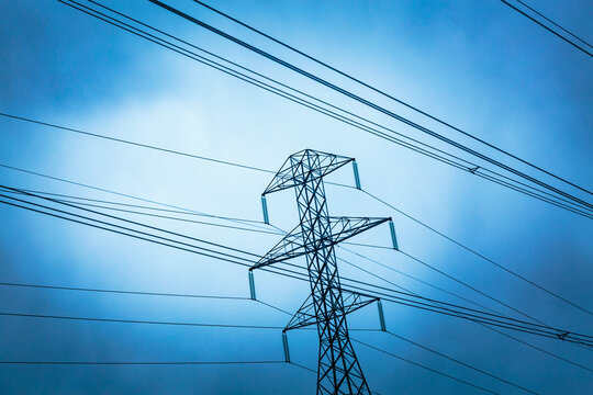 High transmission tower and wires, George, WA USA