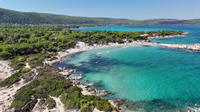 Sithonia Peninsula. Halkidiki, Greece. Kavourotrypes Beach also known as Portokali or Orange Beach. 