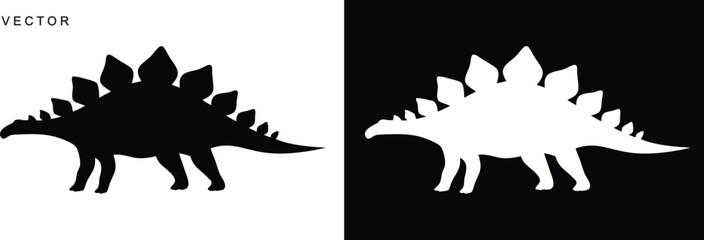 Stegosaurus dinosaur vector silhouette on a white background © Badman