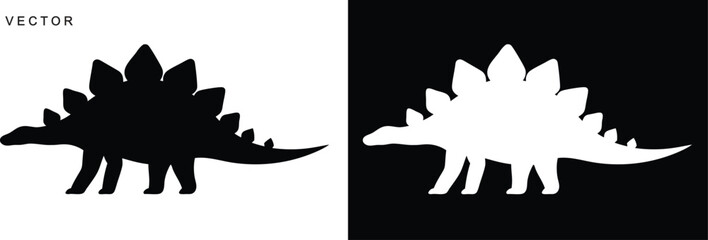 Stegosaurus dinosaur vector silhouette on a white background © Badman