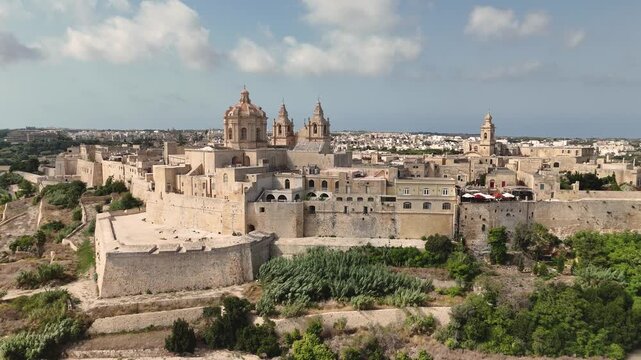 Mdina(Old City), Malta. Aerial view of Mdina and its fortifications. 