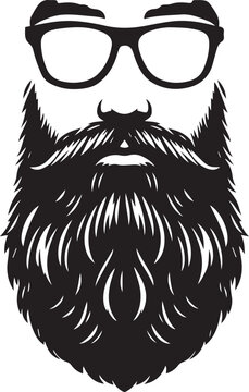 Hipster Beard Logo with Glasses &ndash; Minimal Vector Illustration