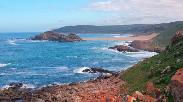 The Island and scenic beach at Robberg Nature Reserve and hiking trail, Plett