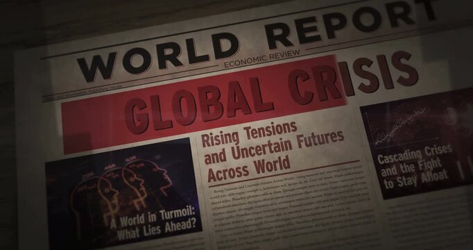 Global crisis breaking news. Energy and fossil fuel economy headline newspaper. Highlighting information media print with marked title.