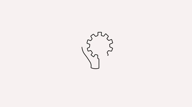 Continuous one-line drawing of a light bulb with a gear filament. Minimalist 4K animation for concepts of love, creativity, and bright ideas.