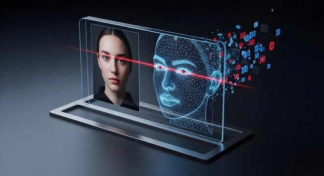 AI Deepfake Detection Technology Face Recognition Scanning for Authenticity and Cyber Security Concept