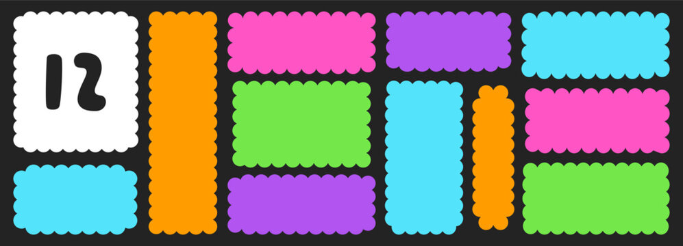 Wavy organic rectangles drawn in bright color with wavy edges.