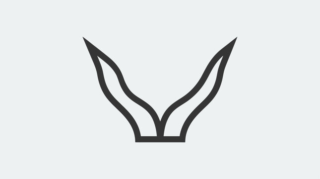 Simple and modern flat icon of bull horns representing the Running of the Bulls festival.