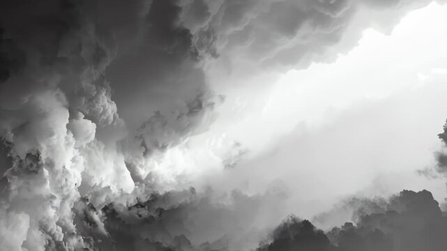 Dramatic Black and White Storm Clouds Background