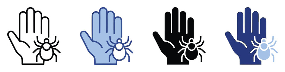 Fototapeta premium Hand with tick pest icon symbolizing insect bite risk or skin health concern for medical and educational warnings