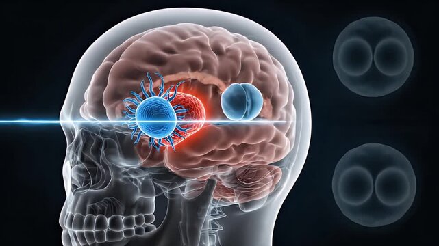 Detailed 3D CGI Visualization of Human Brain Anatomy and Neural Activity with Glowing Connections against a Dark Background for Neuroscience Education and Research Presentation