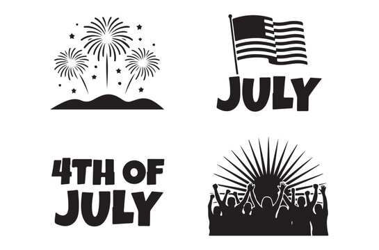 Fourth of july celebration with fireworks flags and cheering crowds