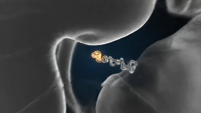 Detailed 3D CGI Visualization of Kidney Glomerulus Filtration Process in Blue Neon Light with Dark Medical Background Educational Healthcare Presentation