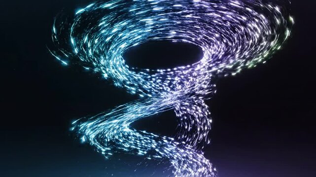 Cinematic footage of swirling blue and purple light installations 4k video