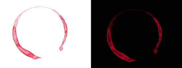 Abstract Pink Ink Circle Ring Arc with Drip on White and Black Background © Raheem