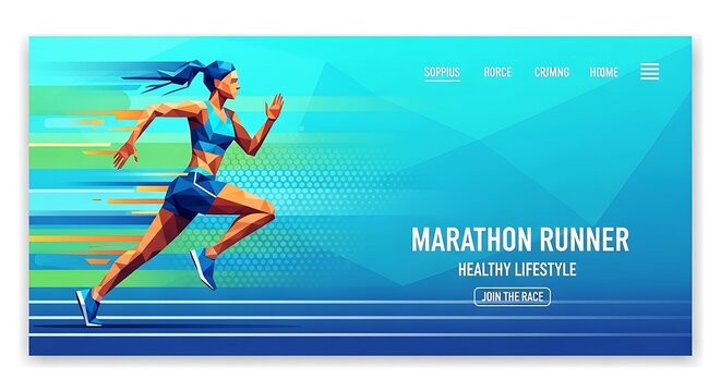 Dynamic illustration of female runner in motion for marathon or fitness concept