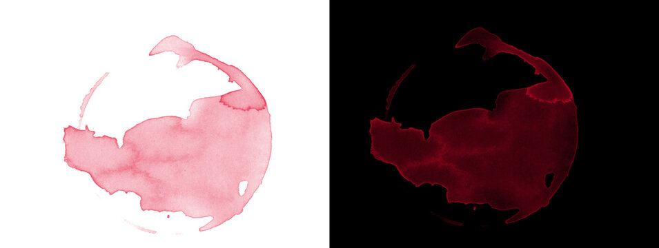 Light Pink Ink Splash Blob with Soft Drip Shadow and Outline Ring on White and Black Background