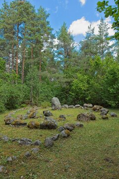 M&auml;la kalmed (M&auml;la burial site), an ancient archaeological site located in the village of M&auml;la on the Estonian island of Muhu, Estonia, Europe.