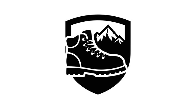 Hiking Boot Mountain Logo Design 1.
