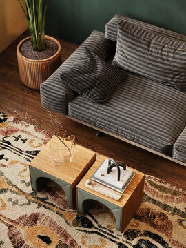 Modern interior design. Contemporary home design. 3D Rendering, 3D Illustration