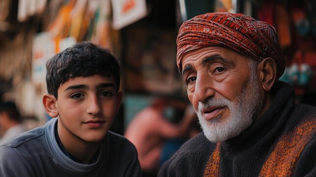 Algeria people have a diverse mix of Arab and Berber cultures they are talking together