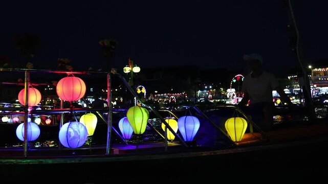 night city lights in Hoi An Vietnam 