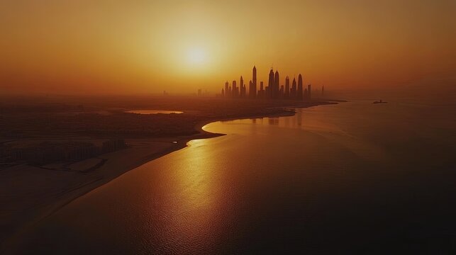Kuwait landscape flat desert and Persian Gulf beautiful nature view