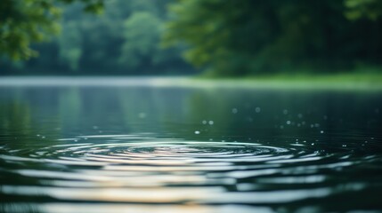 Fototapeta premium Serene River Landscape with Gentle Ripples Reflecting Soft Dawn Light