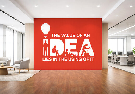 Corporate Office Wall Branding Mockup Display