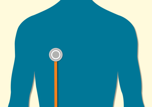 Stethoscope on chest, illustration