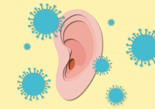 Coronavirus and tinnitus, conceptual illustration