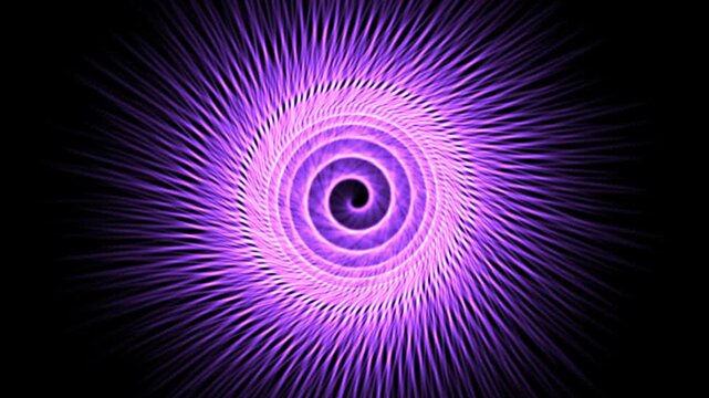Purple energy swirls outward from a dark center