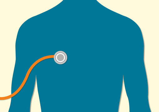 Stethoscope on chest, illustration