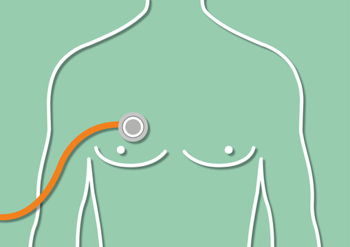 Stethoscope on chest, illustration