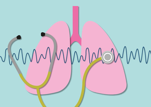 Stethoscope and lung sounds, conceptual illustration