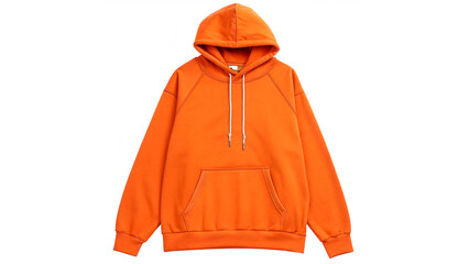 Bright orange hooded sweatshirt with a front pocket for casual wear and comfort isolated on transparent background cut out © AAAstock2025
