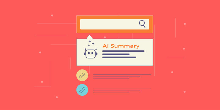 AI generates contextual summary and refer relevant links to user query on search engine, AI overview.