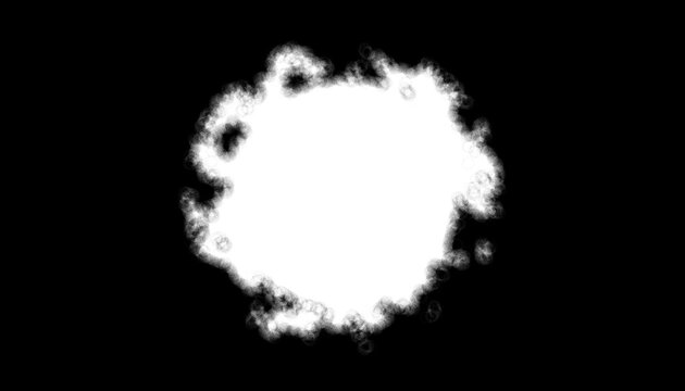 Overlay abstract round hole on black background, gradient grain, noise texture space transparent backdrop