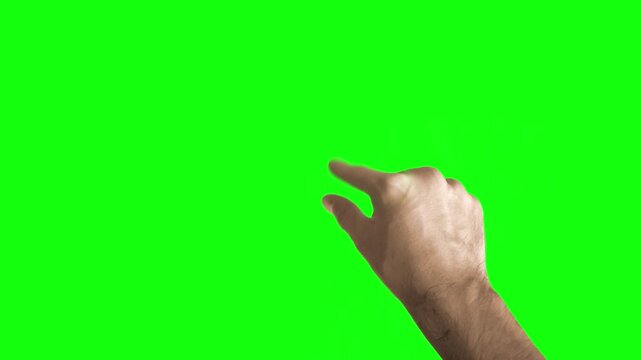 Hand gestures zoom in motion against green screen background