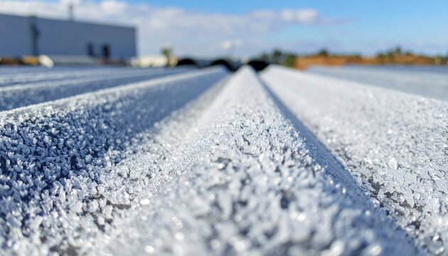 Close-up of galvanized steel sheet revealing the crystalline spangle pattern of a zinc coating with industrial background