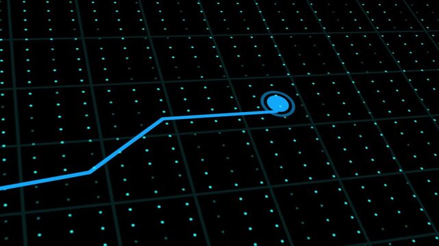 Blue line rises on dark grid background