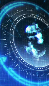 Vertical video: Sweep starting holo HUD, plume rising, breaking, reforming, tags cycling for scan