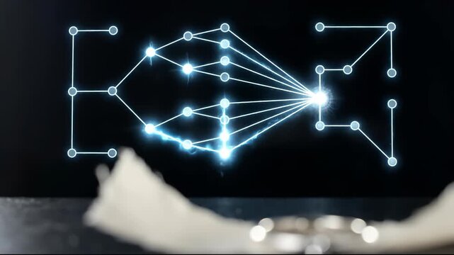 Digital Network Graph Evolves with Glowing Connections