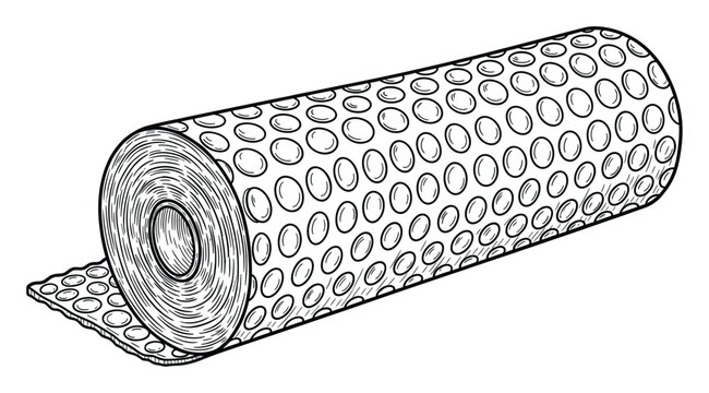 Roll of protective bubble wrap packaging material for safe shipping and moving of fragile items