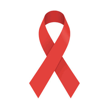 Red awareness ribbon for HIV AIDS support, heart disease prevention, stroke awareness, and substance abuse education, isolated on white background for health campaigns and medicine