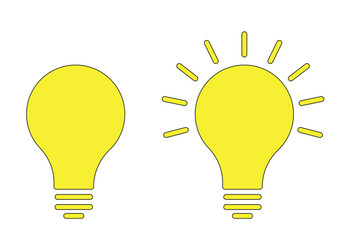 Bright yellow light bulb icons representing new ideas creativity inspiration and illumination concept on white background © Tanvir Khan